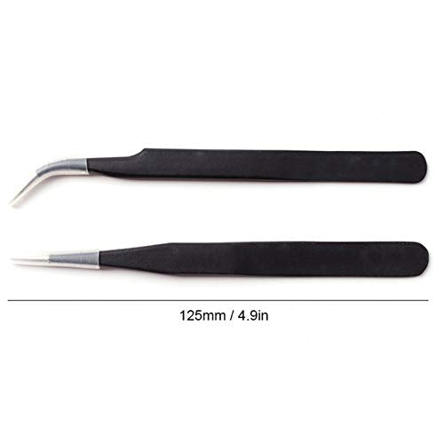 Nail Art Tweezers Nail Rhinestone Picker Tool Nail Sticker Tweezers Decal Decor Picker Eyelash Extension Nail Foil Tweezers Picker Placer 2 Pcs Black Nail Decor Tweezers