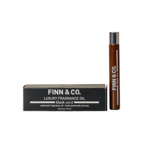 FINN & CO. Black Sand Rollerball Fragrance Oil - Long Lasting Unisex Scent with Beachy Notes - Compact & Spill Proof Rollerball Perfume - Travel Size Perfume for Women & Men | 0.34 oz