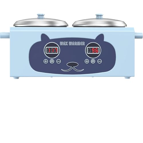 Double Wax Warmer Professional Wax Pot Machine Digital Display for Hair Removal, Blue