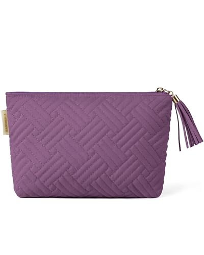 BAGSMART Small Makeup Bag with Tassel - 8.7" Slim Cosmetic Pouch