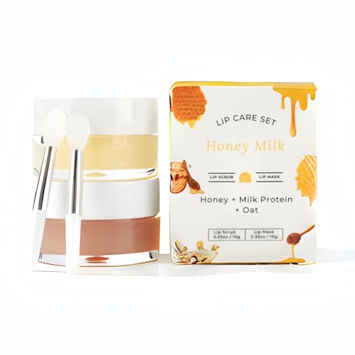 Lip Mask & Scrub Set - Honey Milk Protein Overnight Moisturizer