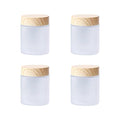 4 Packs 3.3 Oz Empty Glass Jars 100ml Round Frosted Glass Cosmetic Cream Jar Bottles with Wood Grain Lid Refillable Container Lotion Cream Box Jar Pot DIY Makeup Lip Balm Eyeshadow