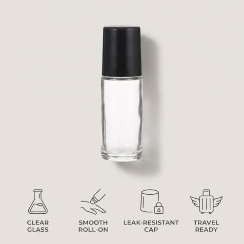 2-Pack 30ml Glass Roller Bottles Set, Refillable Essential Oil Vials with Stainless Roll-on Caps