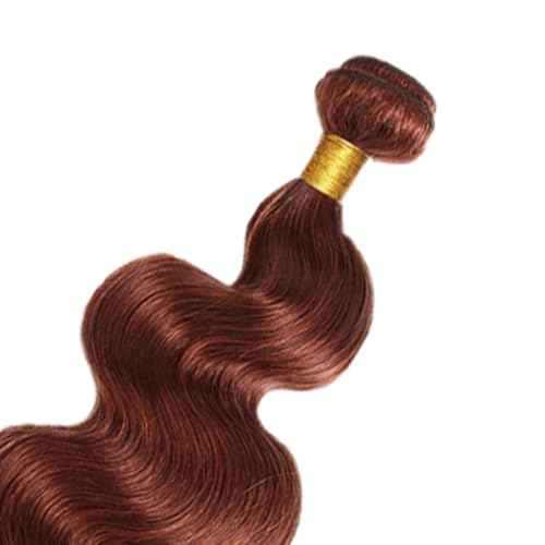 Color 33 Bundles Human Hair Auburn Body Wave Bundles Huxowax Peruvian Virgin Remy Hair Single Bundle 20 Inch Double Weft Copper Red Body Wave Bundle