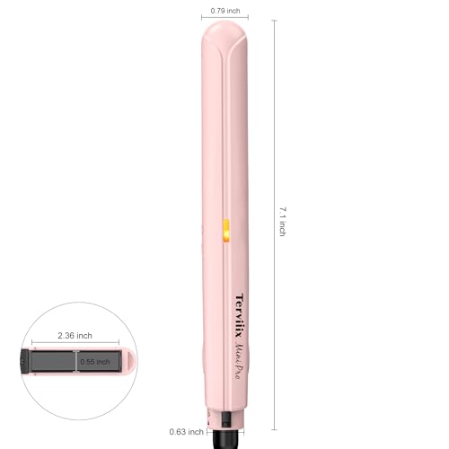 Terviiix Mini Flat Iron Hair Straightener, 1/2" Ceramic Plates, Dual Voltage