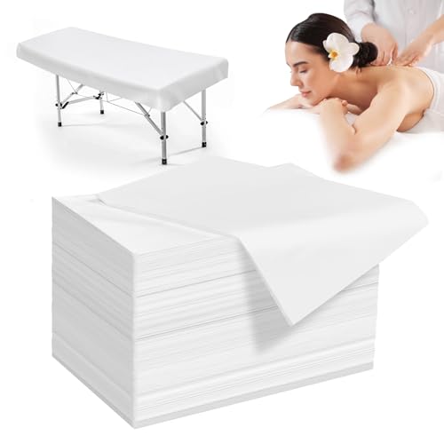 Celmuron 100 Pack Disposable Massage Bed Sheets 31.5x71 White Non-Woven