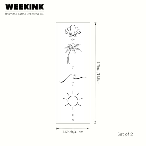 Hawaii Temporary Tattoo Set – Beach Wave Coconut Tree Design
