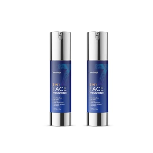 6 in 1 Face Cream for Men: Anti-Aging Mens Moisturizer - Firming Peptide & Hyaluronic Acid & Squalane - Wrinkles Cream Crepy Skin Eye Bag Treatment 2PCS