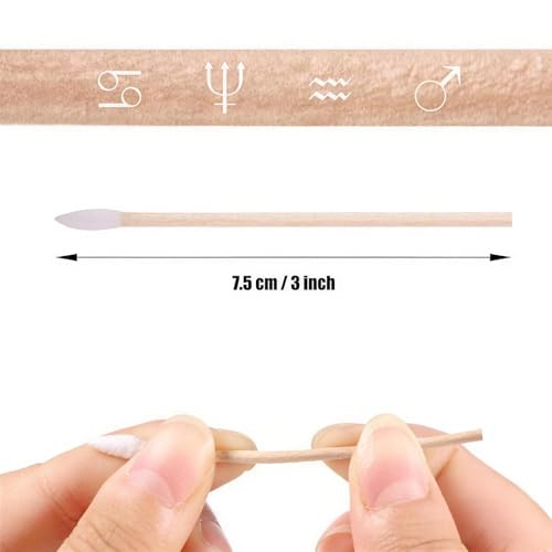 Norme 500 Pcs 3 Inch Cotton Swabs with Wooden Handle for Cleaning