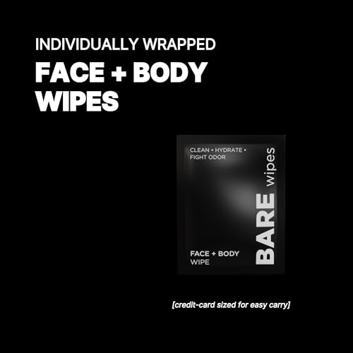 1 Pack, 20 Wipes - Portable Face and Body Wipes - Post Workout, Travel, Late Night, Pre Meeting - Powered By Tea Tree, Chamomile, Vitamin E, Aloe