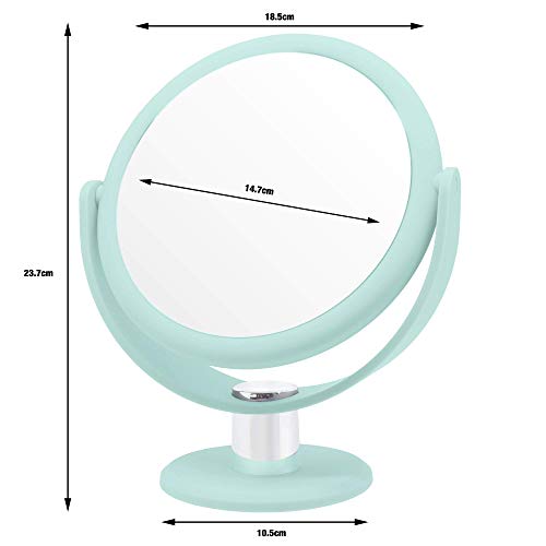 Danielle,Tabletop Mount 10X Soft Touch Round Vanity Mirror, Seafoam (Pack of 2)