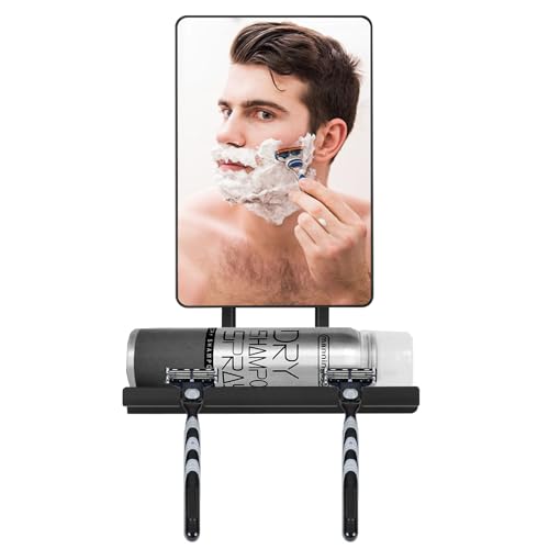Fogless Shower Mirror with 360° Rotation & Razor Holder