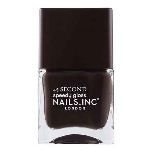 Nails Inc 45 Second Speedy Gloss, Chelsea, Dark Brown, Glossy, No Chip, Long Lasting, Quick Dry, Air Dry, Professional Manicures & Pedicures, Fingernails & Toenails, Vegan Nail Polish, 0.47 Fl Oz