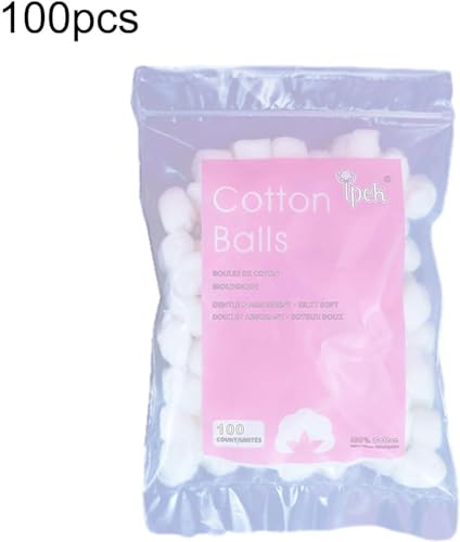Pure Cotton Balls (100 Count) - Soft & Absorbent for Makeup & Skincare