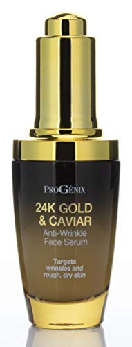 Progenix 24k Gold and Caviar Serum. Anti-Wrinkle Serum with 24kt Colloidal Gold, Vegan Green Caviar, Manuka Honey for Fine Lines, Wrinkles, and Dark Spots. 1 FL OZ (30 mL)