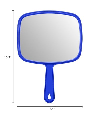 PROTECLE 10.3" L x 7.4" W Handheld Mirror, Salon Barber Hairdressing, Blue