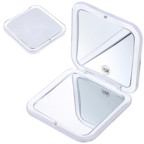 Compact Folding Travel Mirror with 2X Magnification for Purse