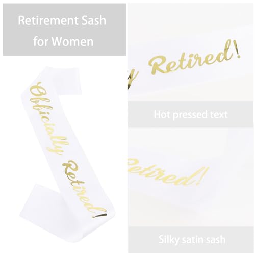 Semato Retirement Gift for Woman White Retirement Sash & Retired Tiara Kit Happy Retirement Party Decorations Best Retirement Gifts