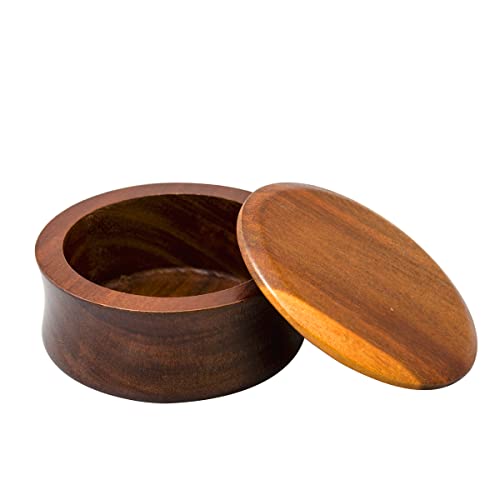 Grandslam Wooden Shaving Bowl with Lid Shaving Soap Bowl for Men Easy to Lather Fits Wet Shaving