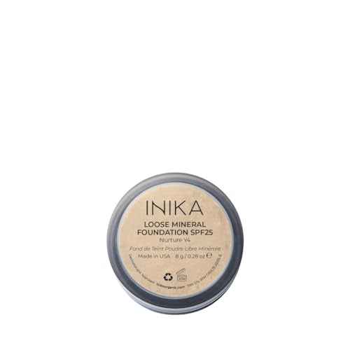 INIKA Organic Mineral Powder Foundation with SPF 25 - Vegan Makeup, Natural Looking, Buildable Coverage, Flawless Radiance & Glow, Blemish Coverage, Cruelty Free, Sustainable Packaging, Nurture, 8g