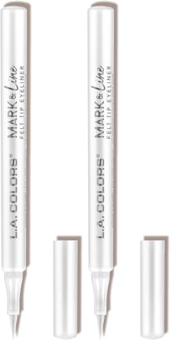 L.A. COLORS Mark & Line Felt Tip Eyeliner, Snow White (Pack of 2)