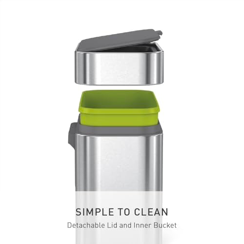 simplehuman 4L Compost Caddy with Magnetic Dock - Stainless Steel