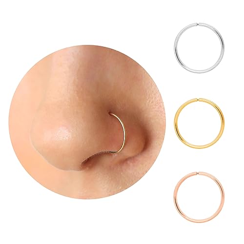 Thin Nose Rings Hoops for Women/Men,Tiny Small Silver Nose Rings 22g for Nose Piercings (1pc - 22 gauge - 7mm,925 Sterling Silver)