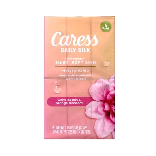 Caress Daily Silk Moisturizing Soap, White Peach & Orange Blossom, 3.75 oz 6 Bars - 2 Pack