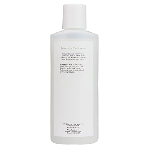 Alpha Skin Care Refreshing Face Wash, Gentle Soap-Free Formula, Citric AHA, Cleanses, Purifies, Tones & Restores pH, All Skin Types, Removes Make-Up & Oil, Anti-Aging Ingredients, 6 Oz