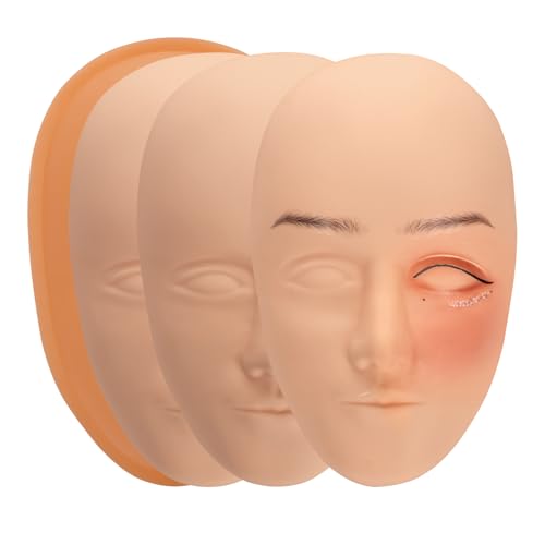 JimKing Tattoo Practice Skin Head 3pcs Silicone Microblading