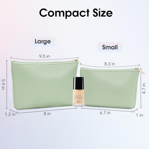 Wandering Nature Makeup Bag Set - 2 Pack Vegan Leather Pouches