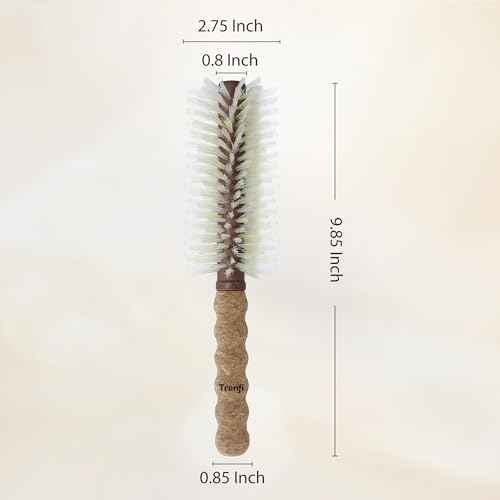 Professional Hybrid Boar Bristle Round Brush (2.75") | Boar & Nylon for Enhanced Tension, Luminous Shine & Volume | Ergonomic Cork Handle for Medium to Long Hair