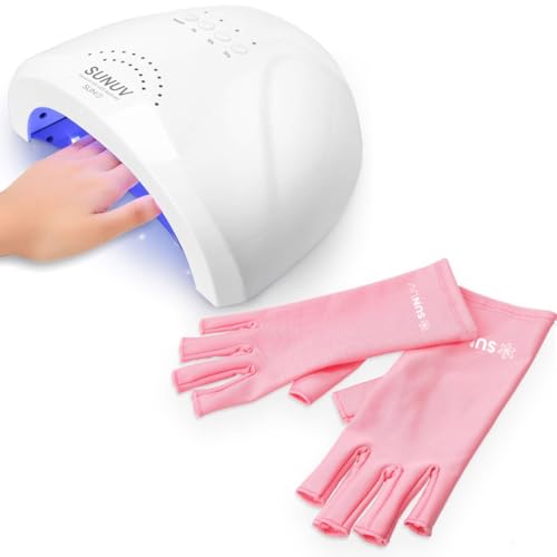 SUNUV UV Nail Lamp for Gel Manicures with UV Gloves - Professional Curing Light
