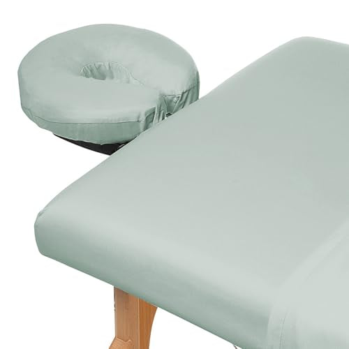 Saloniture Seafoam Green Microfiber Massage Table Sheet Set - Fitted & Flat Sheets with Face Cradle Cover