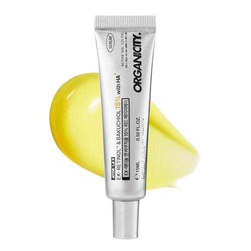 EX-Retinol & Bakuchiol 15% Facial Serum 0.5 Fl Oz | with Retinoid 1%, NAD+, EGF Peptides, Vitamin, Dexpanthenol | Korean Skin Care | for Firming and Lifting | Fragrance-Free Clean Formula