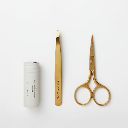Brow Code Brow Mapping Kit ? White Charcoal Mapping Thread, Slant Tweezers & Trimming Scissors ? Professional Brow Shaping & Symmetry Tool Set