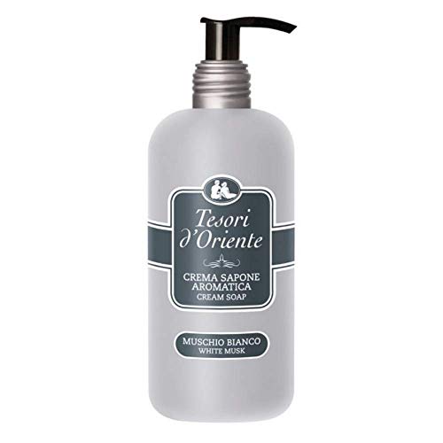 Tesori d'Oriente: "Muschio Bianco" Cream Soap with White Musk, Measuring Cap * 10.14 Fluid Ounces (300ml) Packages * [ Italian Import ]