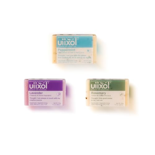 Handmade Soap Bars Set of 3, Lavender, Peppermint, Rosemary 3.5 oz each