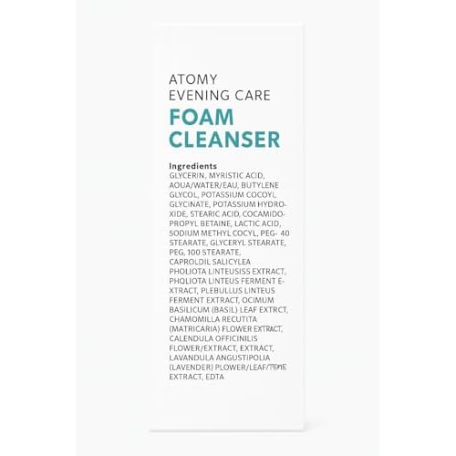 A.T.O.M.Y Evening Care Foam Cleanser, Moisturizing Face Wash with Natural Extracts, 5.1 Fl Oz