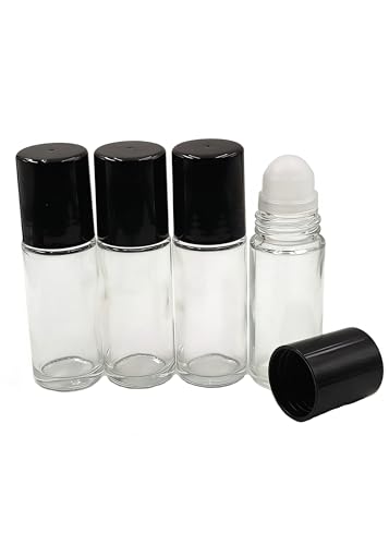 Glass Roller Bottles 30ml/1 Oz Refillable Perfume & Oil Containers - 4 Pack