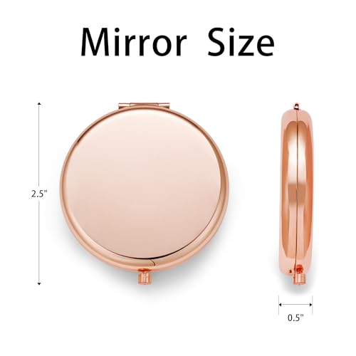 Compact Mirror, Pocket Travel Makeup Mirror for Purse, Metal Round Shell, 2-Sided 1X/2X Magnifying, Portable, Folding, Handheld, Rose Gold, 18 Pack