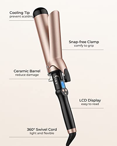 IKV 2 Inch Curling Iron for Long Hair | Ceramic Barrel, Dual Voltage