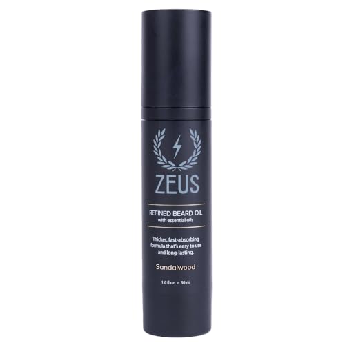 ZEUS Refined Beard Oil for Men, Leave-In Conditioner for Beard & Mustache, Softens Hair, Fights Dryness & Itch (Made in USA) Sandalwood