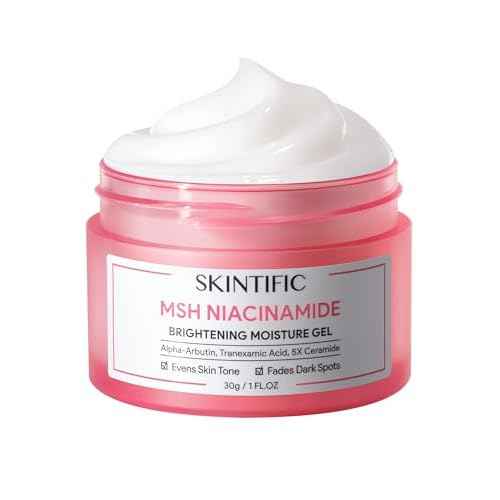 MSH Niacinamide Brightening Cream,Fades Dark Spots, Evens Skin Tone, Tranexamic Acid, ¥á-Arbutin, 5X Ceramides, Centella Asiatica, Suitable for Oil skin, 1fl.oz / 30g