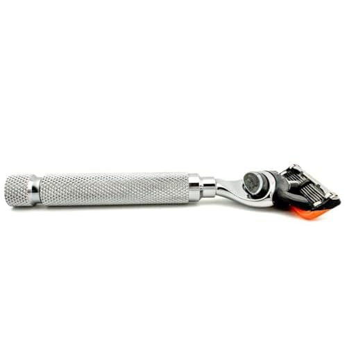 Parker 5-Blade Razor Handle Compatible with Gillette¢ç Fusion¢ç Cartridges ? Weighted Metal Handle with Textured Grip for Smooth, Tug-Free Shaving | Luxury Men¡¯s Gift | 1 Cartridge Included (CHROME)