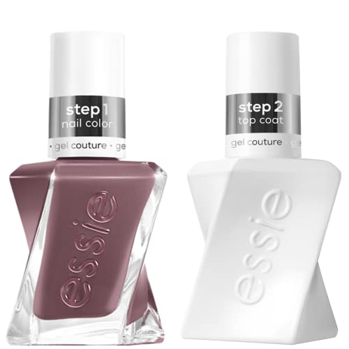 essie Gel Couture Nail Polish Kit, Mauve Nail Polish + Top Coat, Take Me To Thread, 0.46 oz each