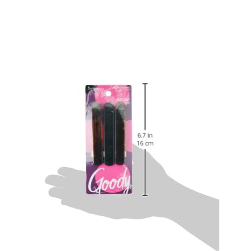 GOODY Classics Rounded Hair Barrette, Black & Tortoise, 3 Count