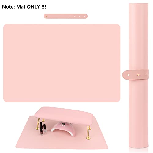 (MAT ONLY) Pink Nail Art Table Mat, Foldable Nail Art Hand Rest Pad for Nail Arm Rest Cushion, Soft Microfiber Leather Nail Mat, Manicure Pad Nail Table Pad Desk Mat for Nail Technician Salon Home