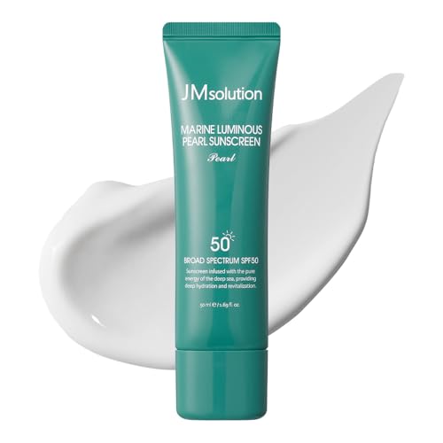 JMsolution Marine Luminous Pearl Sunscreen SPF 50 & 3-Step Deep Moisture Mask Bundle | Hydrating & Brightening Korean Skincare | Daily UV & Blue