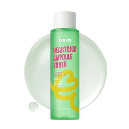 HeartCica Ampoule Toner, Calming & Hydrating Toner, Heartleaf & CICA Extracts, Triple Patented Sebum Control, 5.1 fl.oz